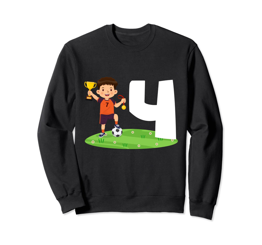 4Th Birthday Soccer 4 Years Old Sweatshirt - Aesthetic Graphic Unisex