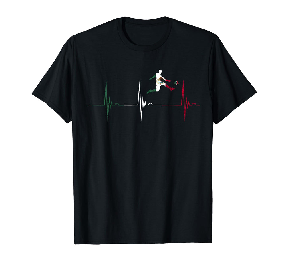Mexican Flag Mexico Heartbeat Ekg T-Shirt - Unique Graphic for Adults