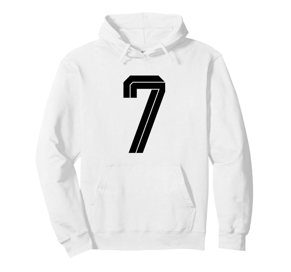 7 White Number 7 Sports Fan Soccer Hoodie - Custom Art Print Men Women