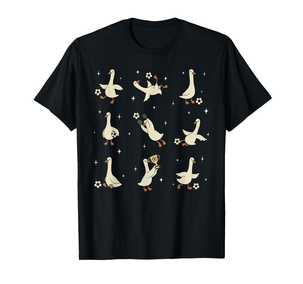 Funny Silly Goose Playing Soccer Team T-Shirt - Unique Graphic for Adults