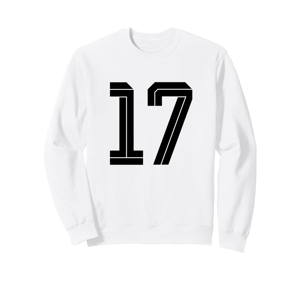 17 White Number 17 Sports Fan Sweatshirt - Casual Everyday Wear Men Women