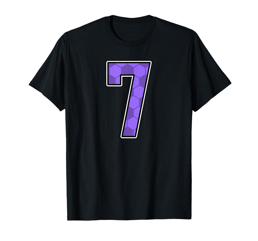Purple Soccer Pattern Number 7 Jersey T-Shirt - Novelty Apparel Unisex
