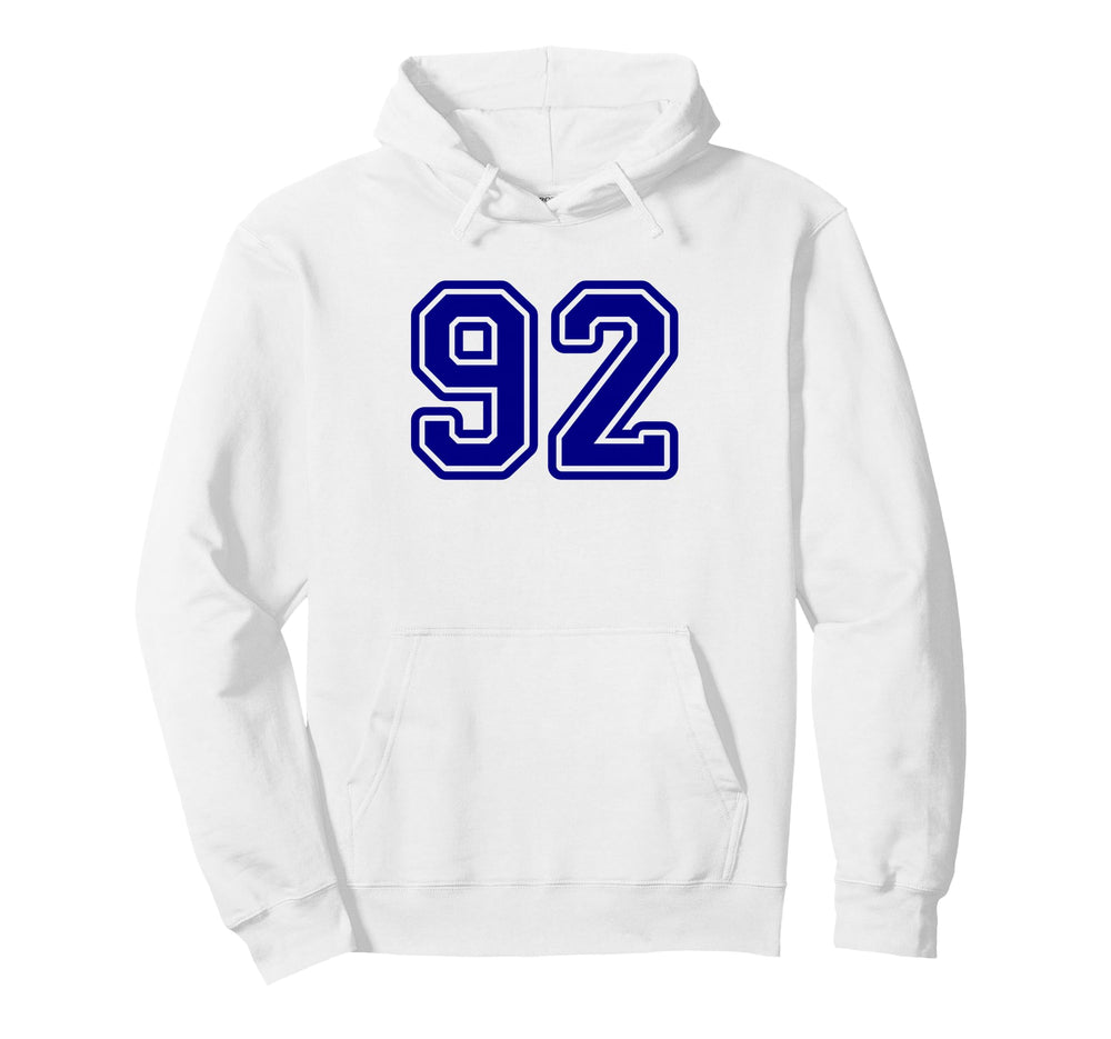 Blue Sport Team Number 92 Hoodie - Casual Everyday Wear Unisex