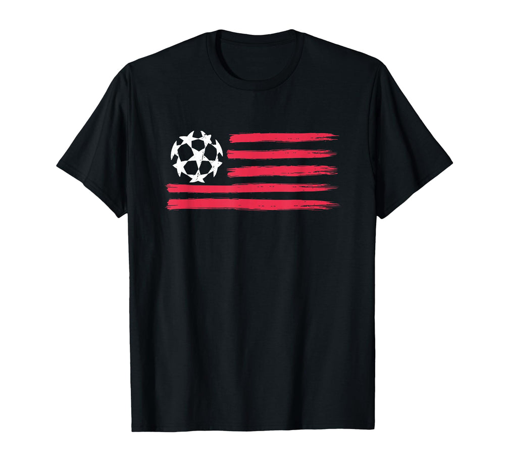 Usa Flag Soccer Ball Futbol Equipment T-Shirt - Custom Art Print Men Women