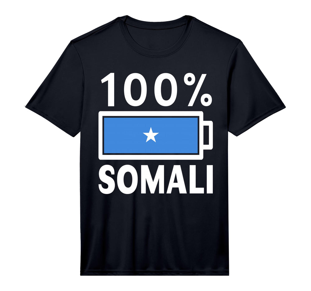 Somalia Flag 100 Somali Battery Power T-Shirt - Custom Art Print Men Women