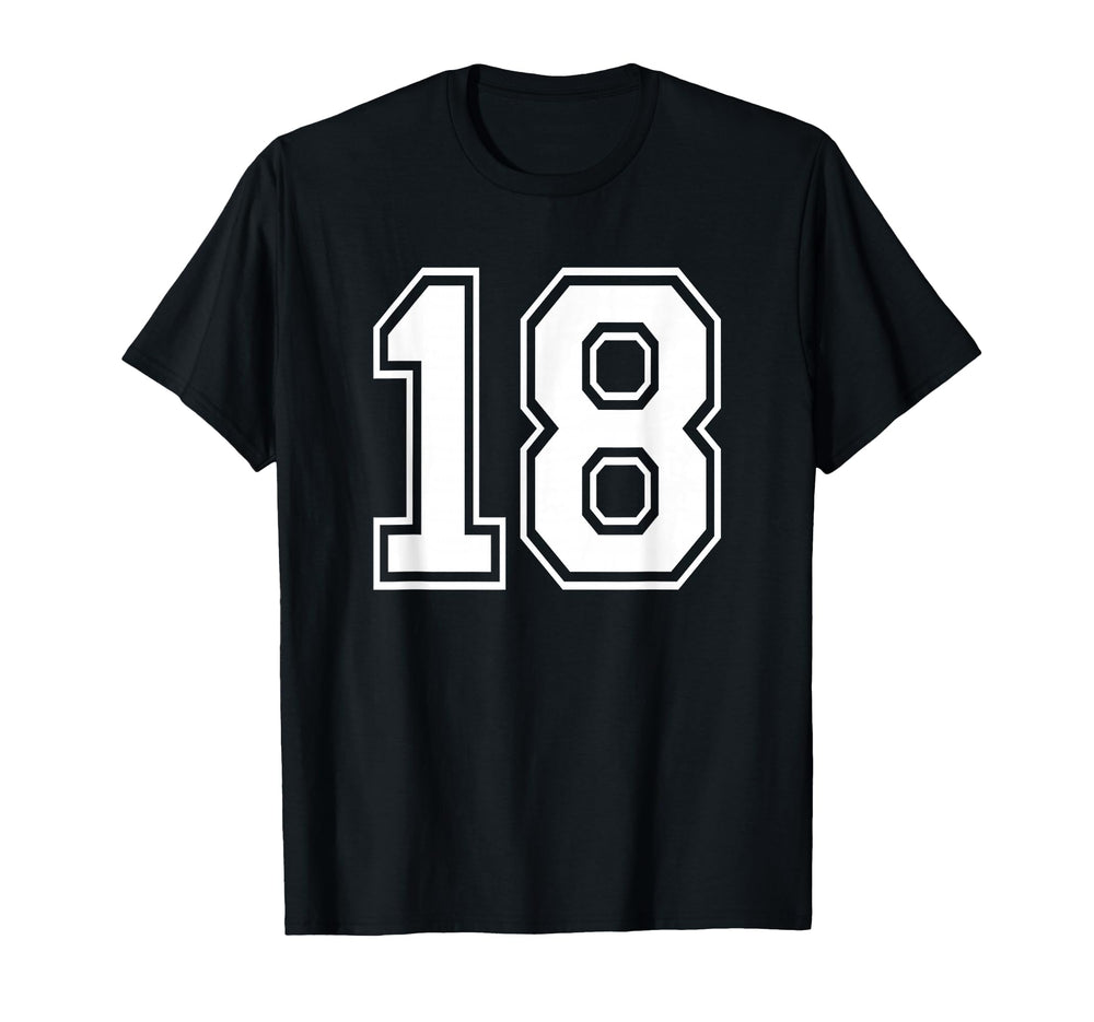 Number Eighteen 18 Sports Team Uniform T-Shirt - Fun Novelty Design Unisex
