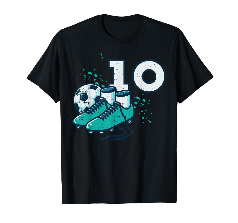 10Th Birthday Soccer Ball Shoes Football T-Shirt - Novelty Apparel Unisex