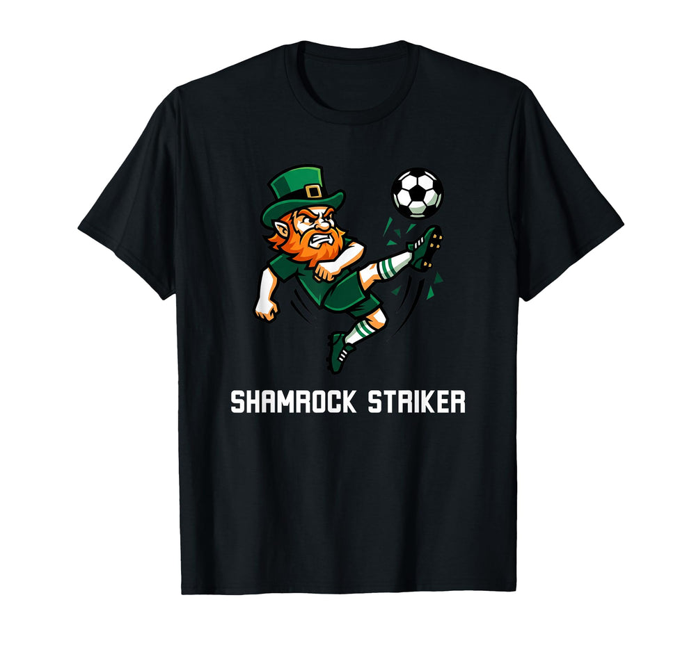 Shamrock Striker Leprechaun Soccer St T-Shirt - Fun Novelty Design Unisex