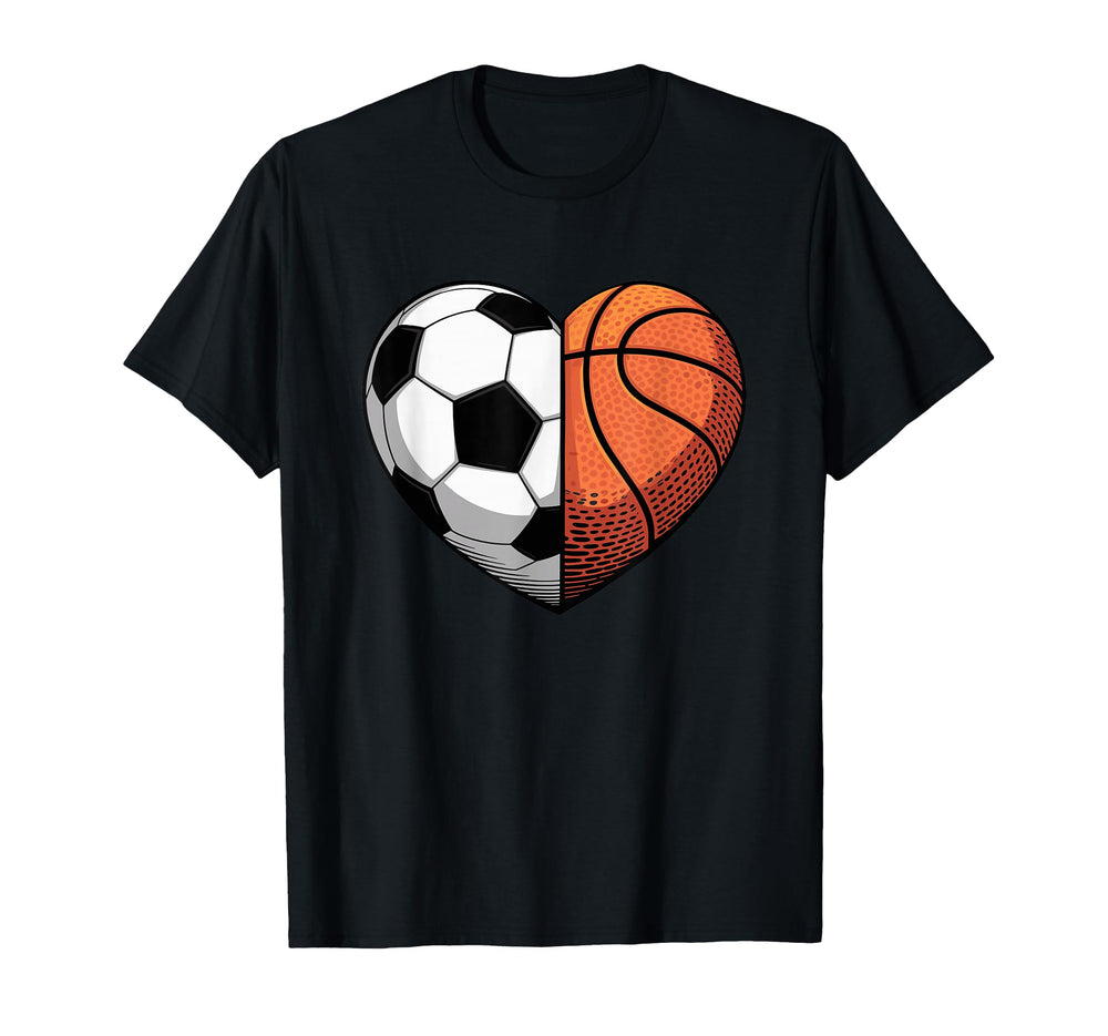 Soccer And Basketball Heart Sports T-Shirt - Minimalist Print Unisex