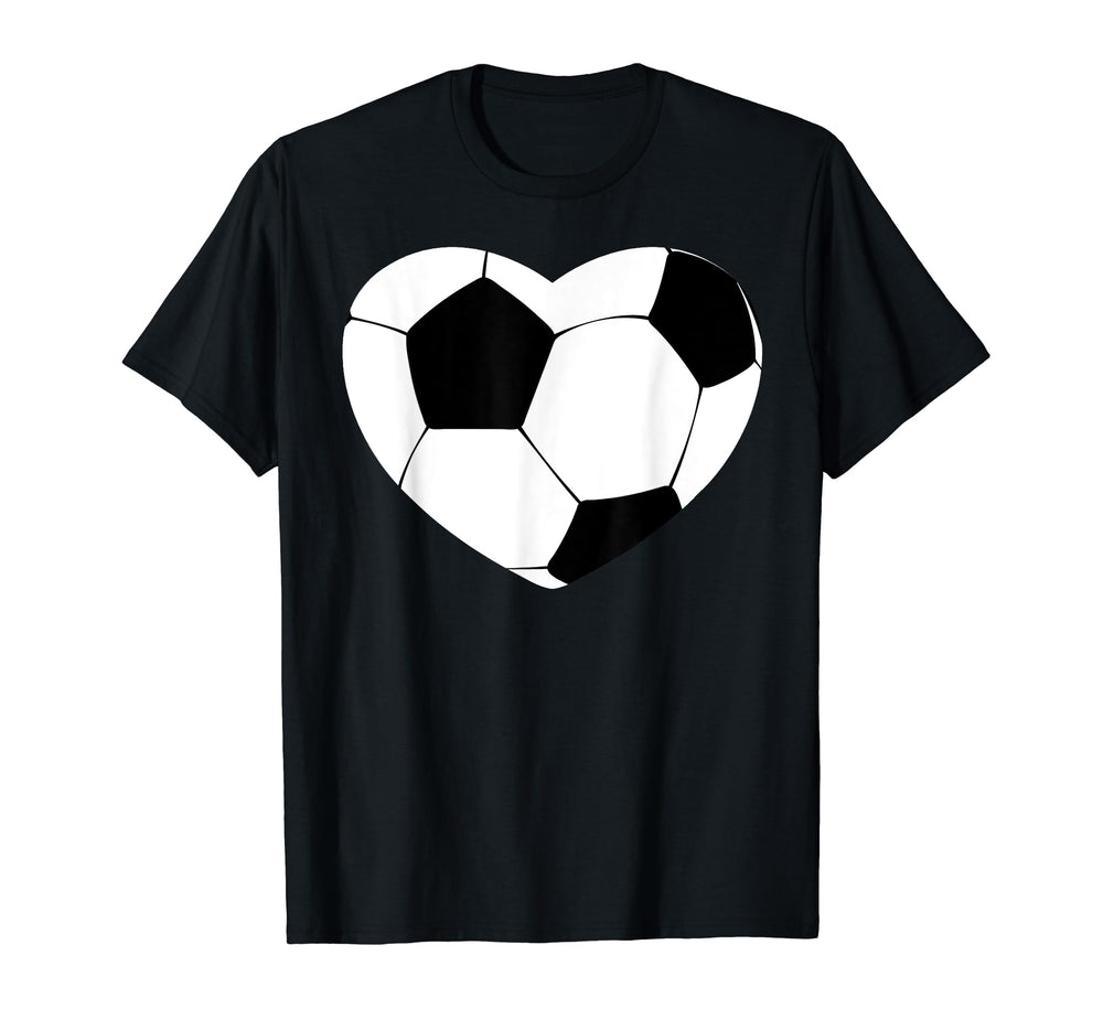 Soccer Love Heart Soccer T-Shirt - Casual Everyday Wear Men Women