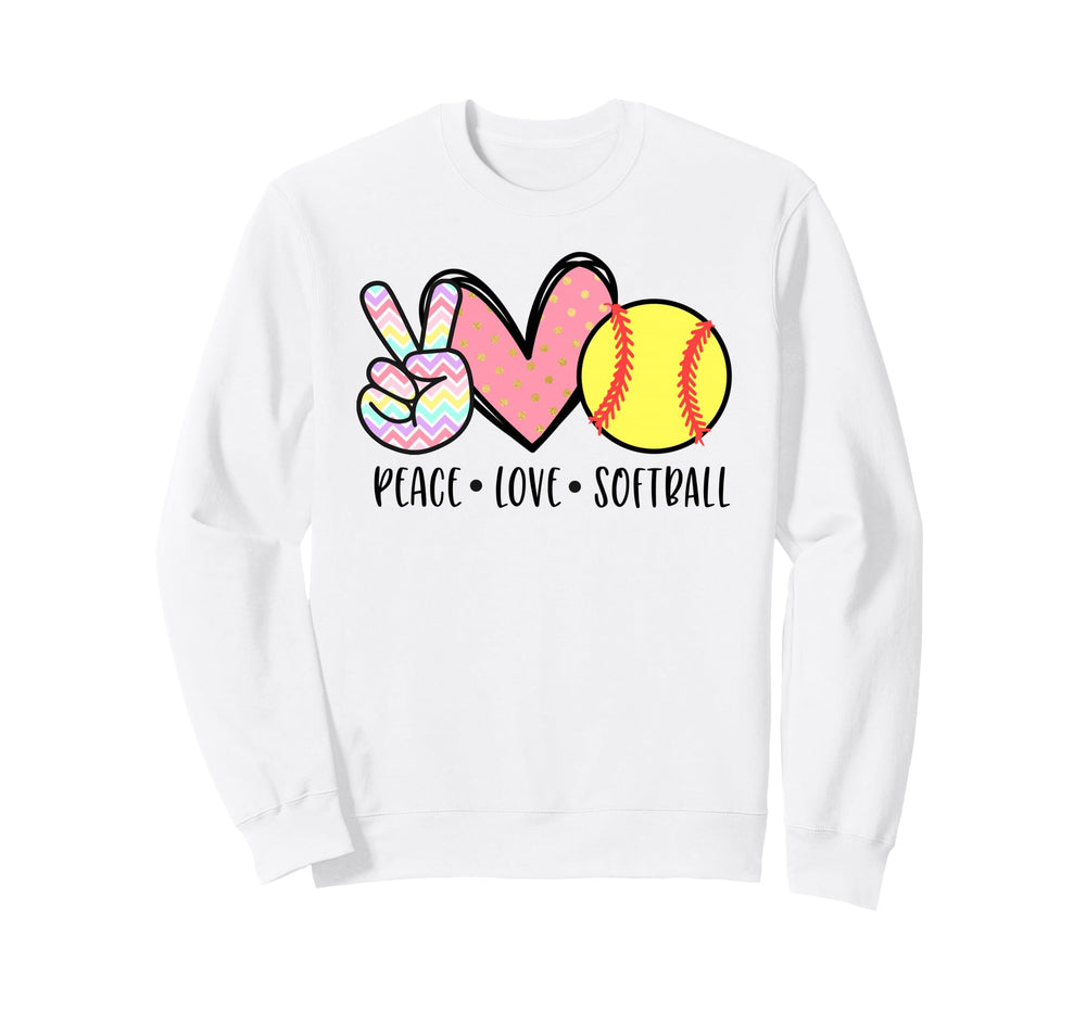 Peace Love Softball Mom Pastel Sweatshirt - Custom Art Print for Adults