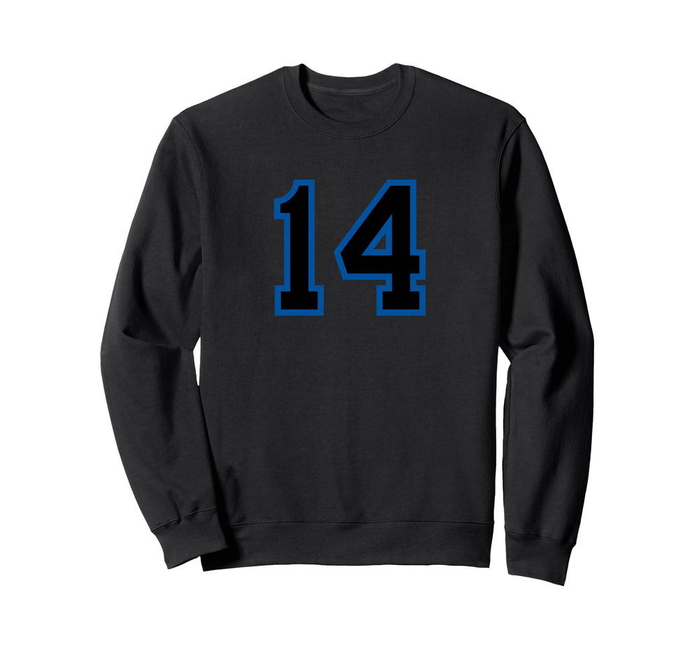 Blue Black Sport Team Number 14 Sweatshirt - Custom Art Print Unisex