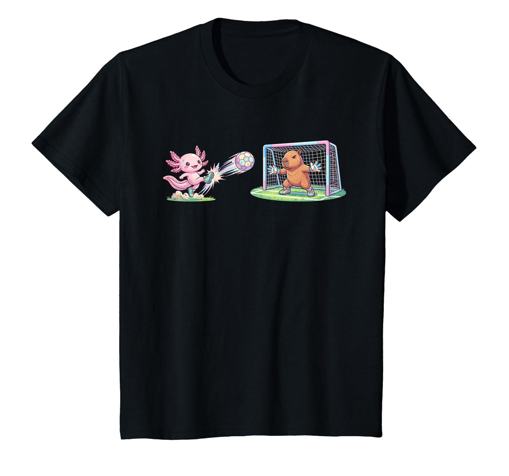 Axolotl Kicks Ball Capybara Goalie T-Shirt - Aesthetic Graphic Men Women