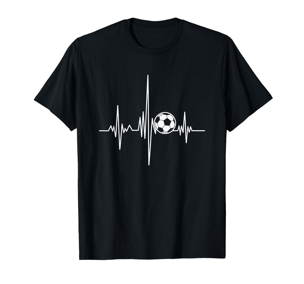 Soccer Heartbeat Goal Line T-Shirt - Novelty Apparel Men Women