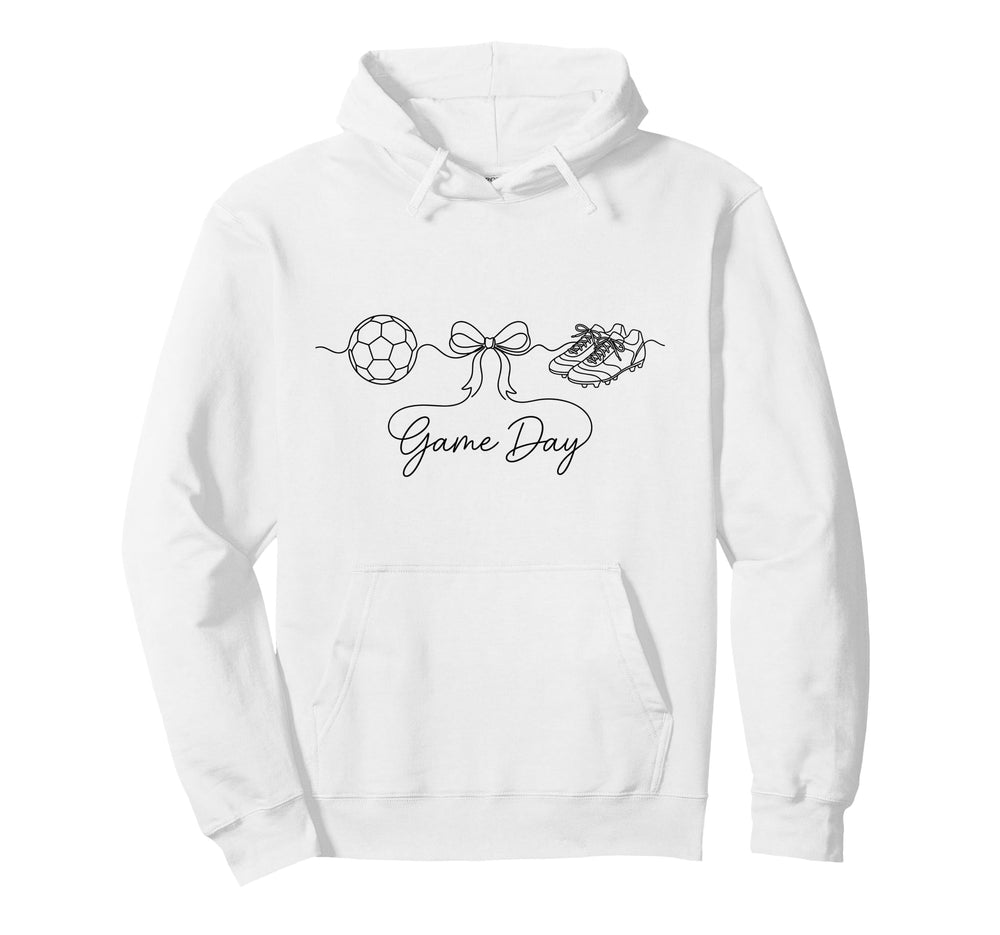 Game Day Soccer Mom Ball Bow Cleats Hoodie - Novelty Apparel for Adults