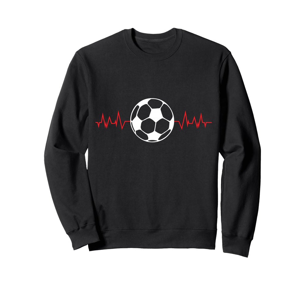 Soccer Ball Heartbeat Players Sweatshirt - Minimalist Print for Adults
