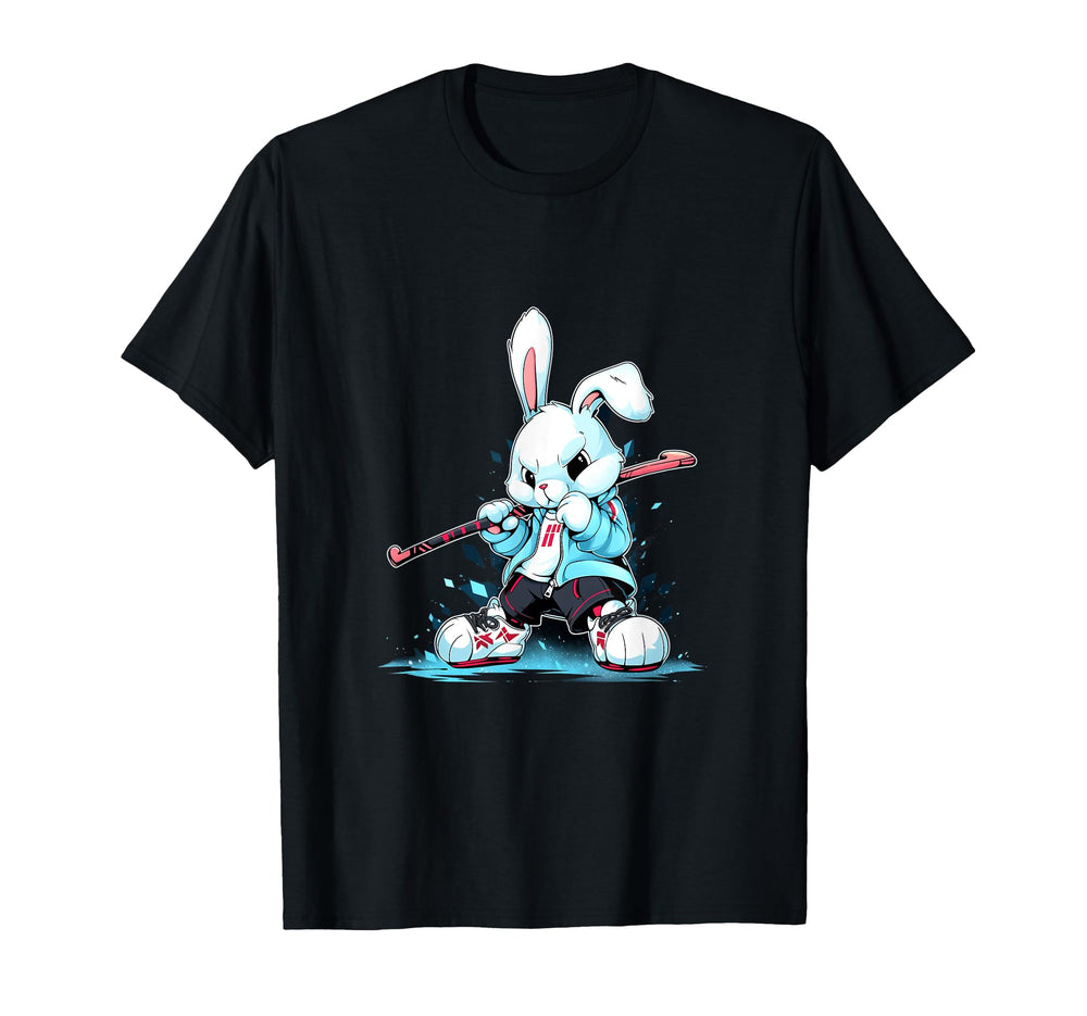 Hockey Bunny Rabbit Ice Hockey Player T-Shirt - Trendy Graphic Men Women