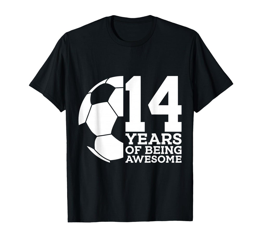 14 Years Being Awesome Soccer 14Th T-Shirt - Minimalist Print Unisex