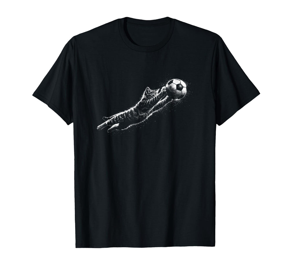 Funny Kitten Soccer Goalie Cat T-Shirt - Fun Novelty Design for Adults