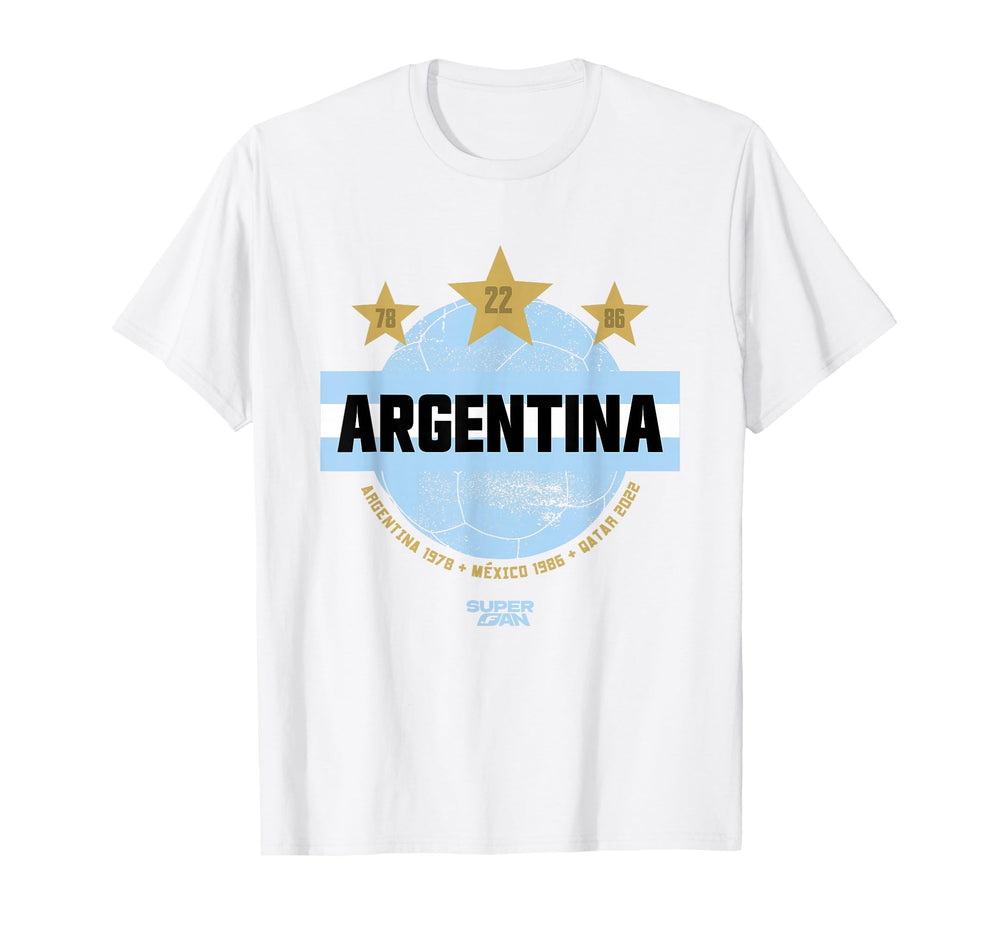 Superfan Argentina Champions Stars T-Shirt - Fun Novelty Design for Adults