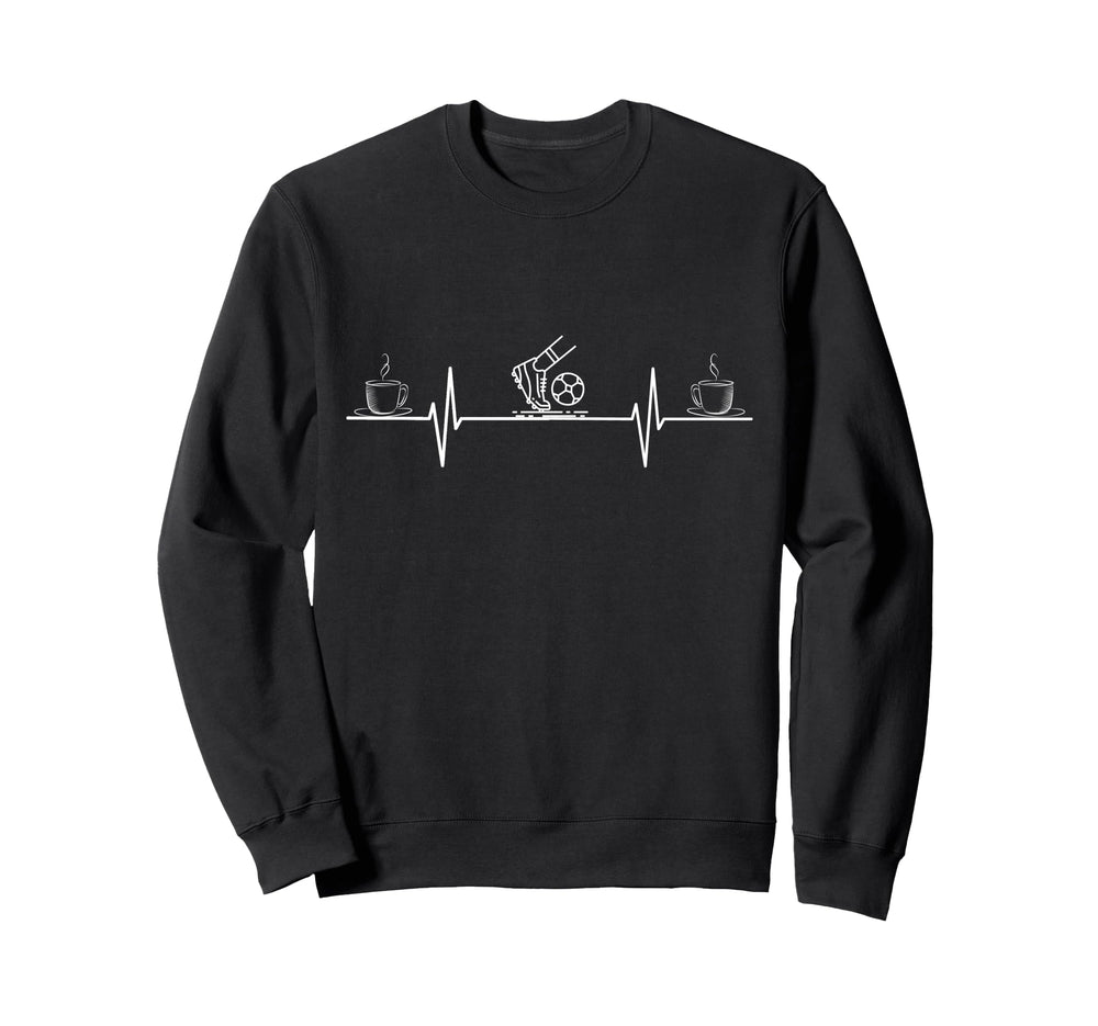 Coffee And Footballer Heartbeat Sweatshirt - Fun Novelty Design for Adults