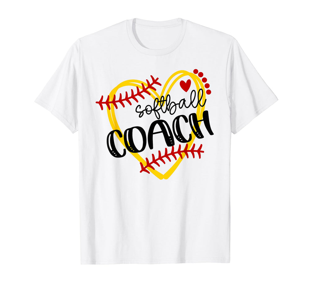 Personalized Softball Heart Coach T-Shirt - Fun Novelty Design for Adults