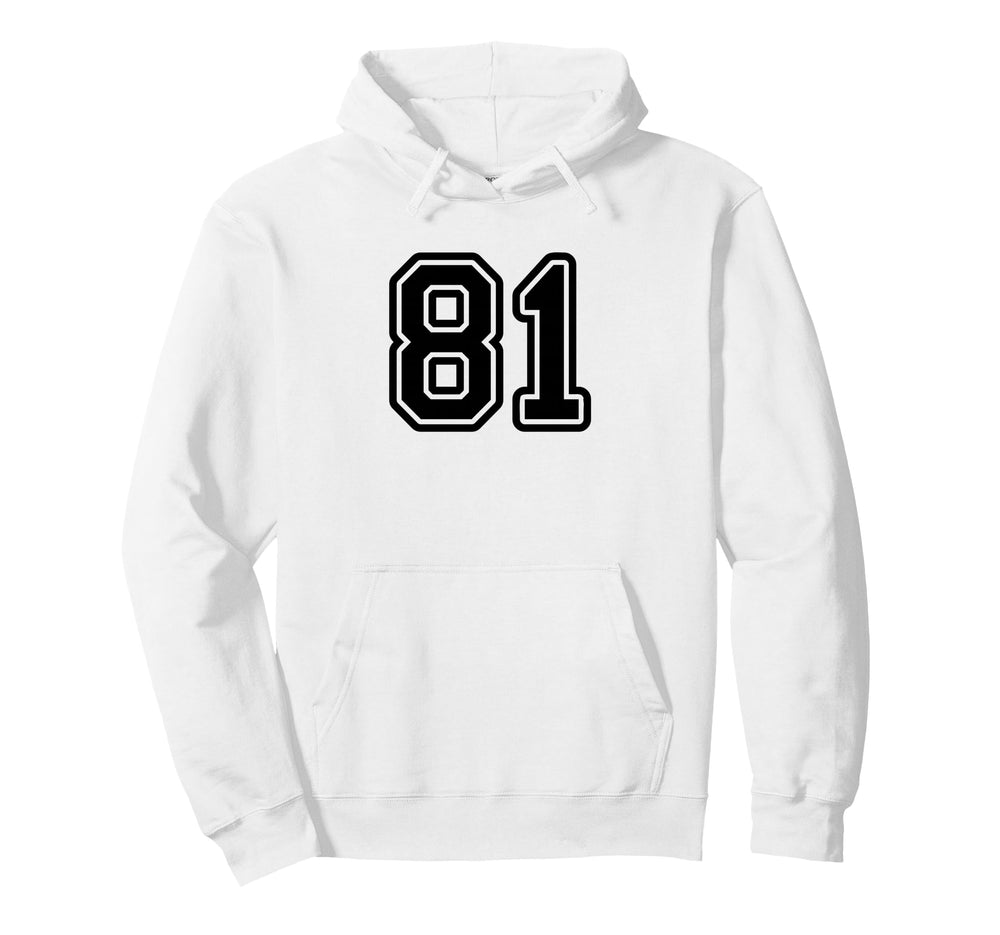 Black Sport Team Number 81 Hoodie - Casual Everyday Wear Unisex