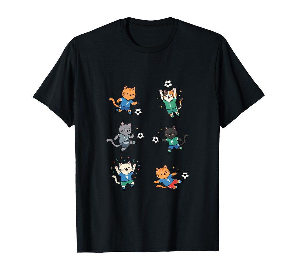Silly Cat Playing Soccer Player Goalie T-Shirt - Graphic Print Men Women