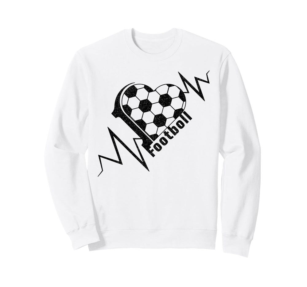 Love Football Heartbeat Soccer Pulse Sweatshirt - Minimalist Print Unisex