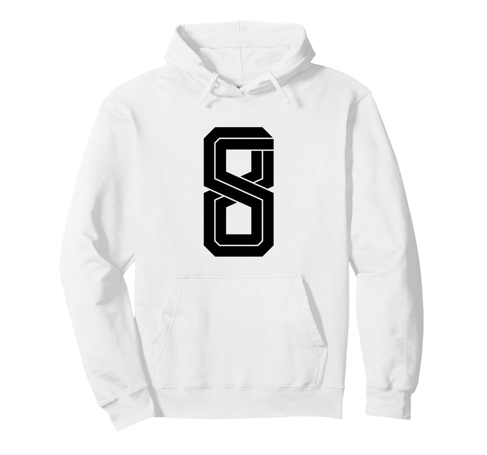 8 White Number 8 Sports Fan Soccer Hoodie - Streetwear Style Unisex