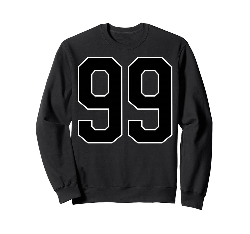 Black Sports Team Number 99 Fan Sweatshirt - Custom Art Print Men Women