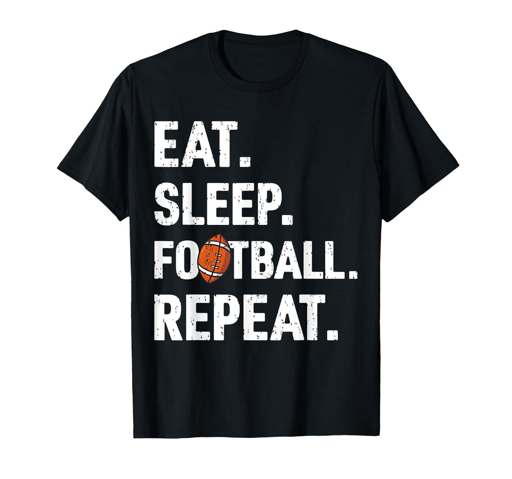 Eat Sleep Football Repeat Football T-Shirt - Trendy Graphic for Adults
