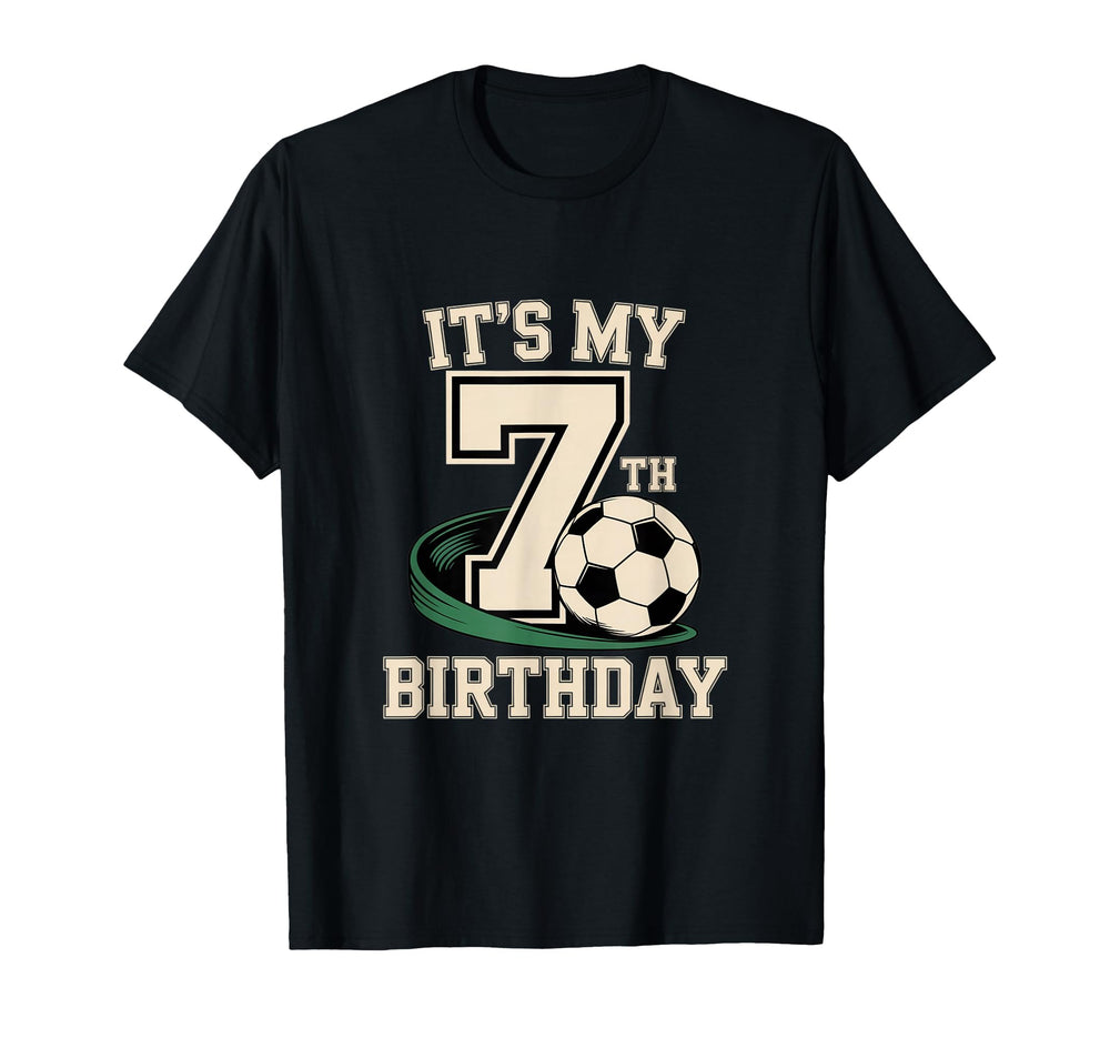 Soccer Theme Its My 7Th Birthday T-Shirt - Custom Art Print Men Women