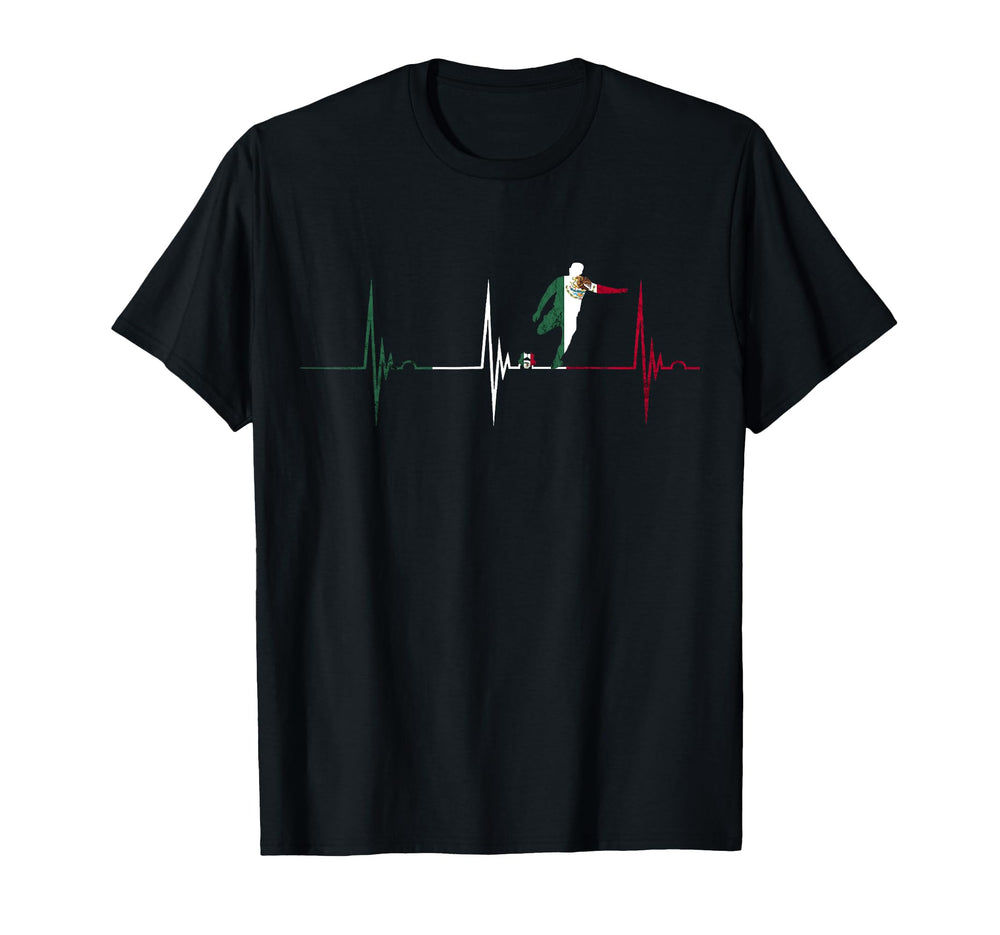 Heartbeat Ekg Pulse Mexico Mexican Flag T-Shirt - Streetwear Style Unisex