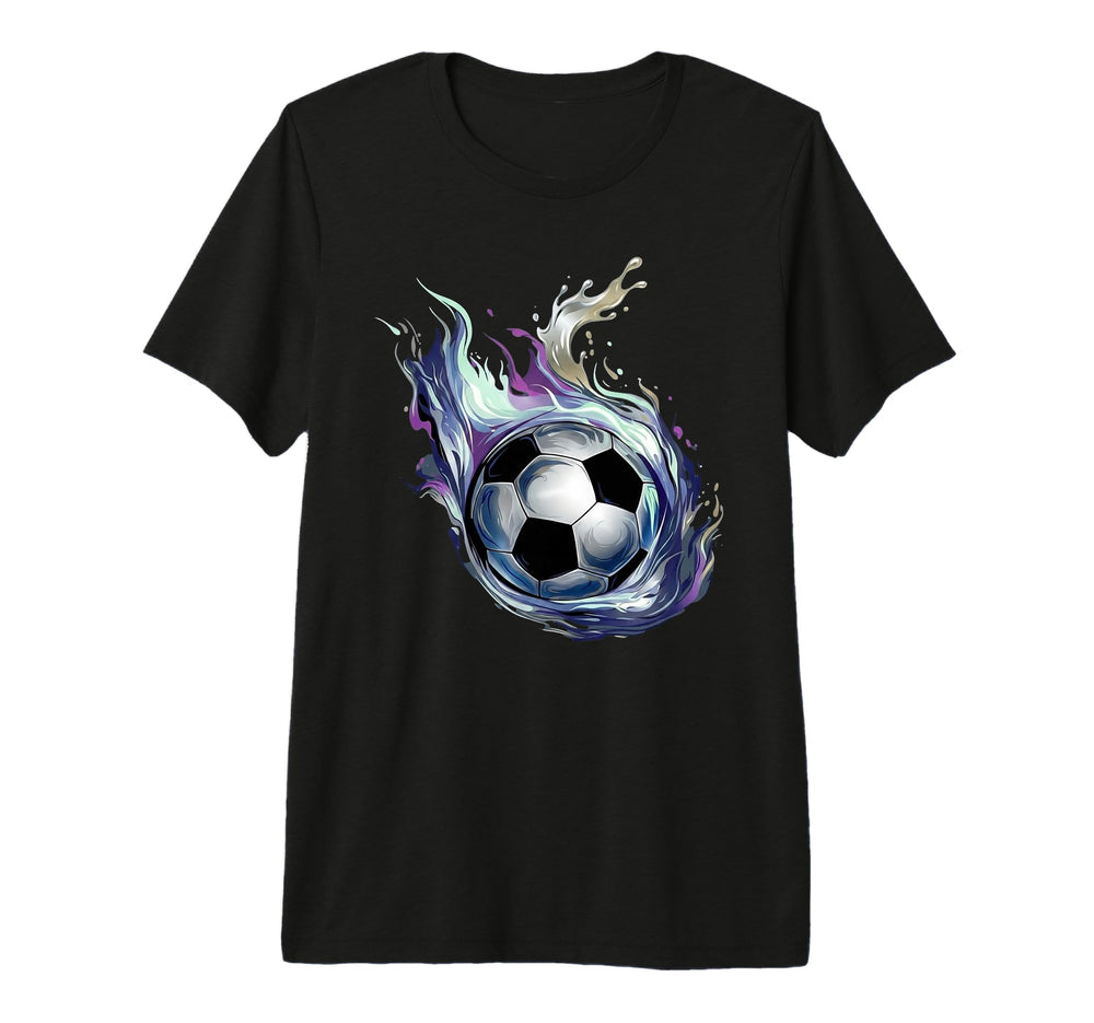 Blue Fire Soccer Ball Liquid Motion T-Shirt - Streetwear Style Unisex