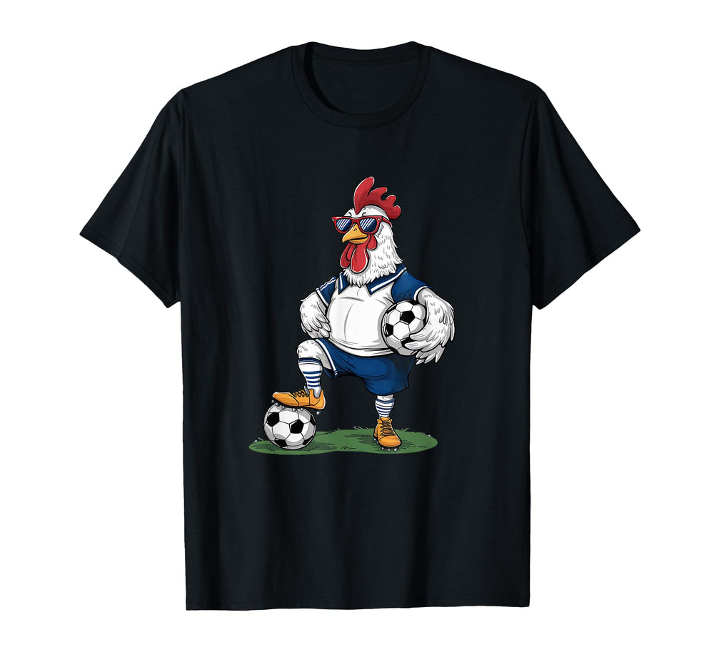 Funny Soccer Chicken Cartoon Sports T-Shirt - Fun Novelty Design Unisex