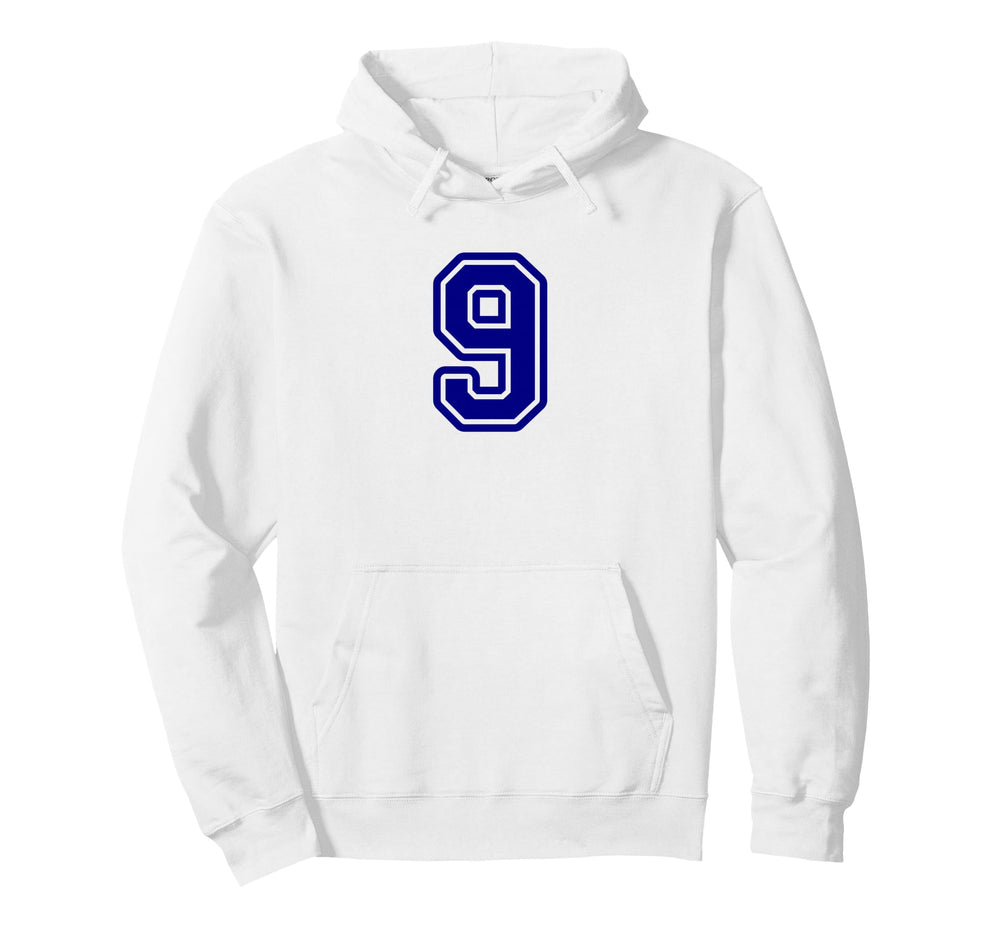 Blue Sport Team Number 9 Hoodie - Fun Novelty Design Unisex