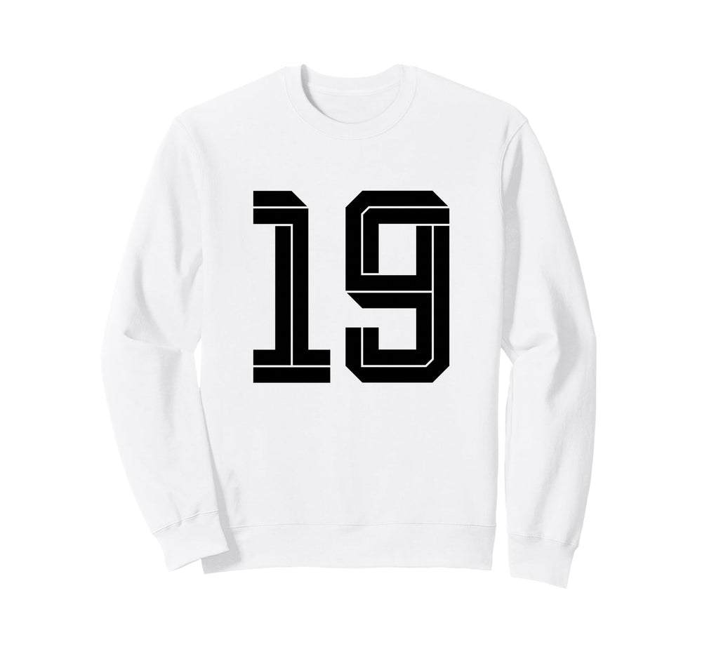 19 White Number 19 Sports Fan Sweatshirt - Custom Art Print Men Women