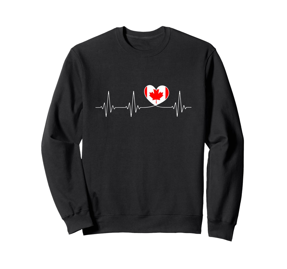 Canada Love Heartbeat And Canadian Sweatshirt - Novelty Apparel Men Women