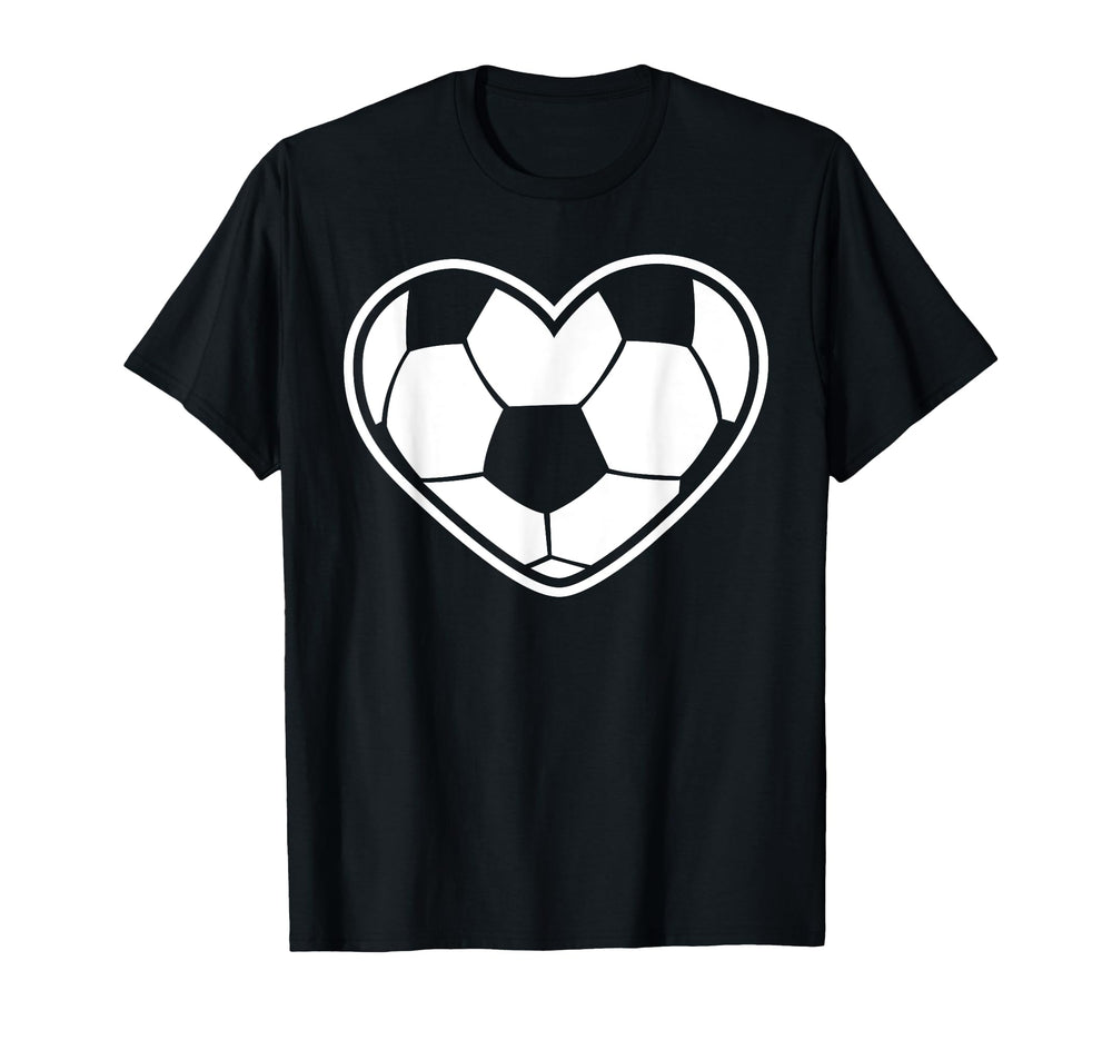 Football Or Soccer As Heart T-Shirt - Novelty Apparel for Adults