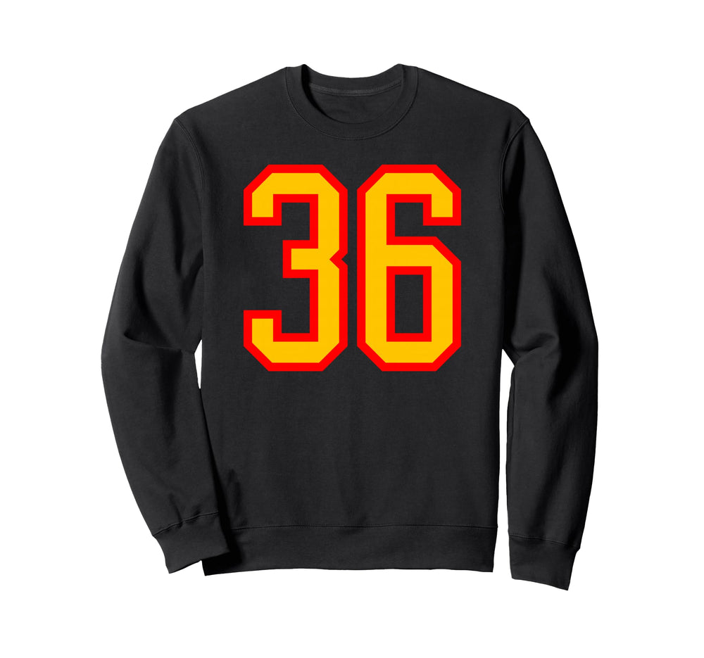 Red Yellow Sport Team Number 36 Sweatshirt - Unique Graphic Unisex