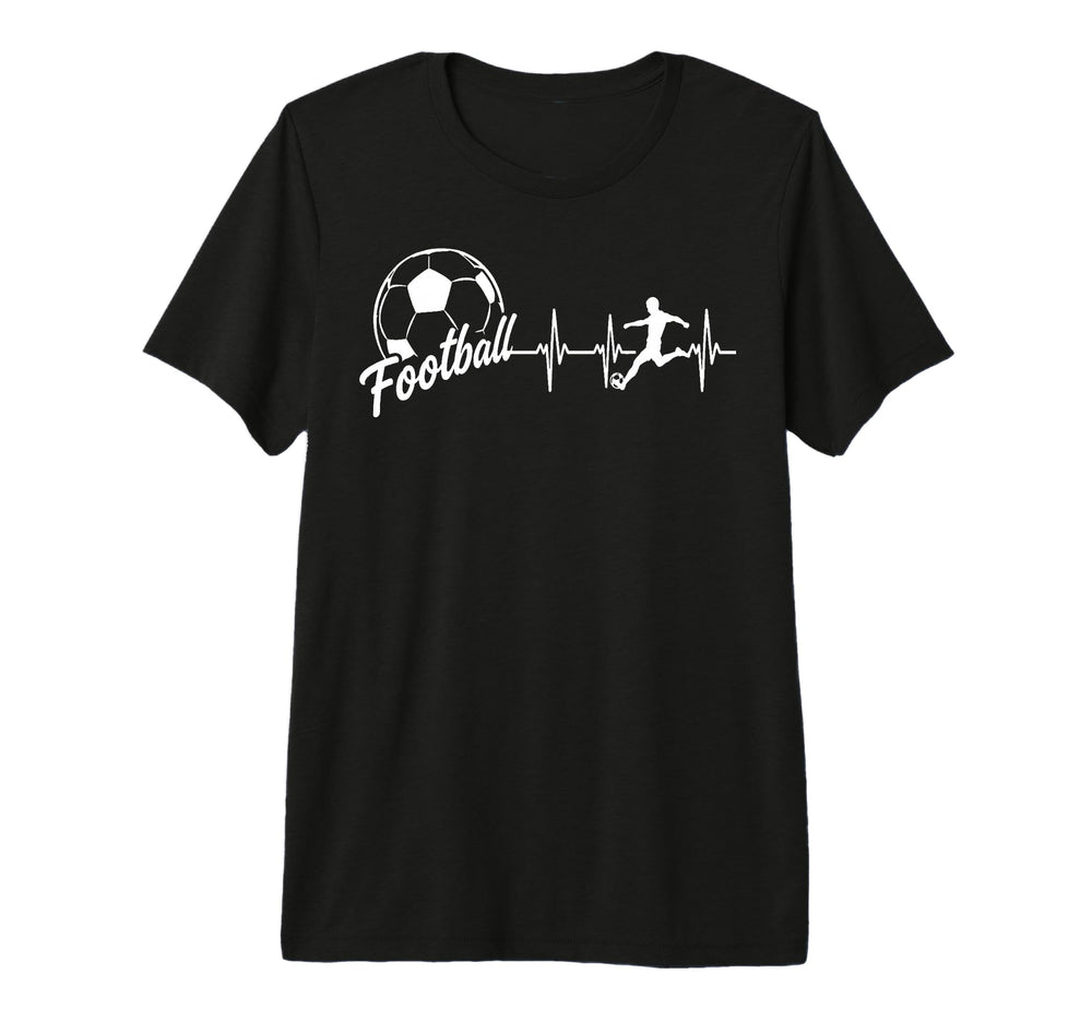 Football Heartbeat Soccer Player T-Shirt - Minimalist Print for Adults