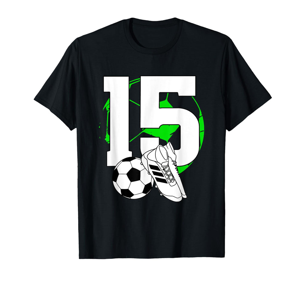 15Th Birthday Soccer Player Football 15 T-Shirt - Graphic Print Unisex