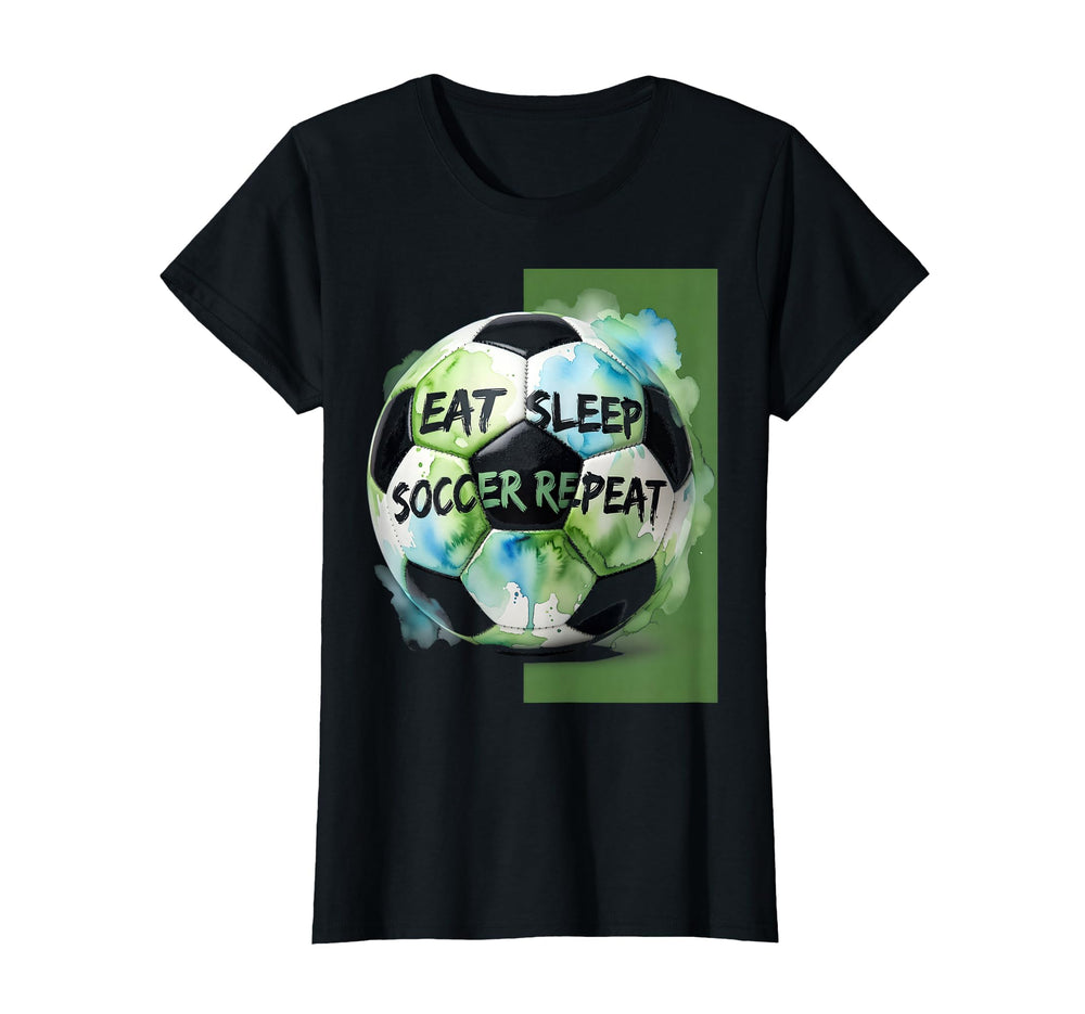 Eat Sleep Soccer Repeat Soccer Ball T-Shirt - Novelty Apparel Unisex