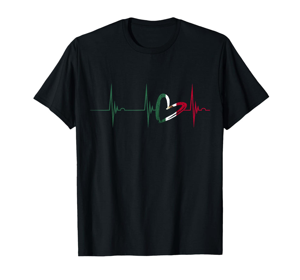 Mexico Heart Mexico Flag Heartbeat Ekg T-Shirt - Trendy Graphic Unisex