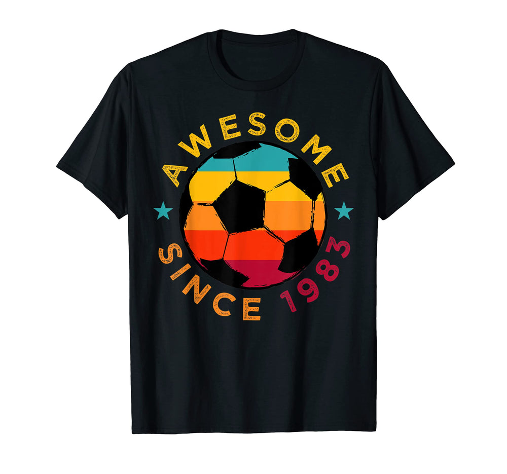 Awesome Since 1983 Soccer Birthday Party T-Shirt - Streetwear Style Unisex