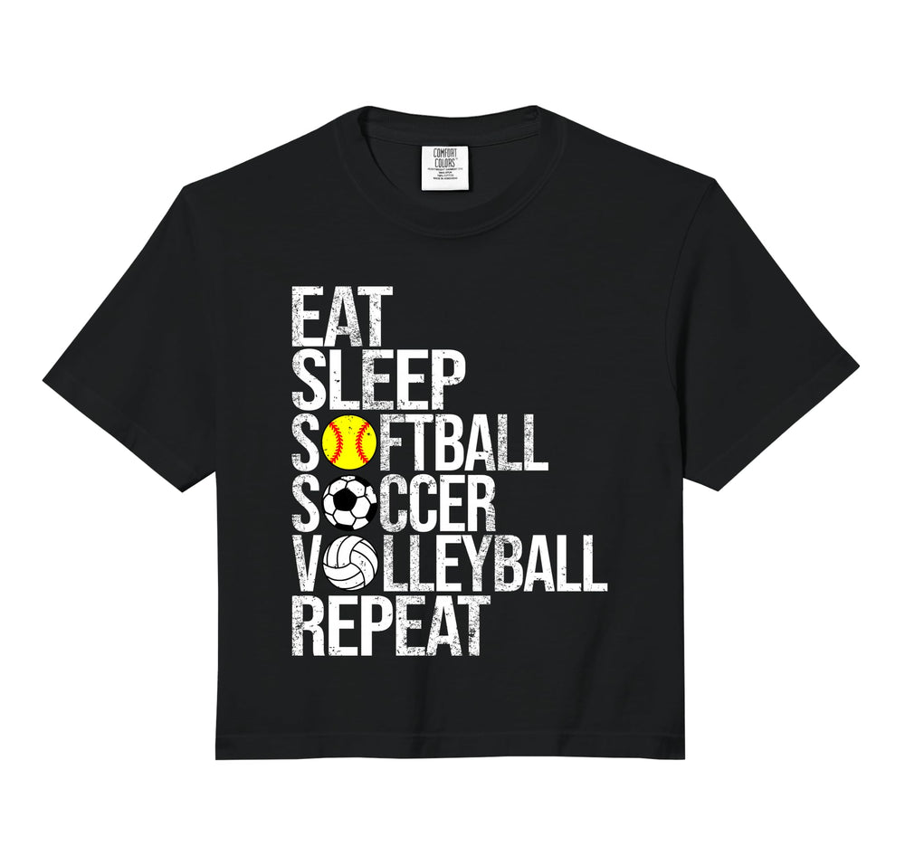 Eat Sleep Softball Soccer Volleyball T-Shirt - Aesthetic Graphic Men Women
