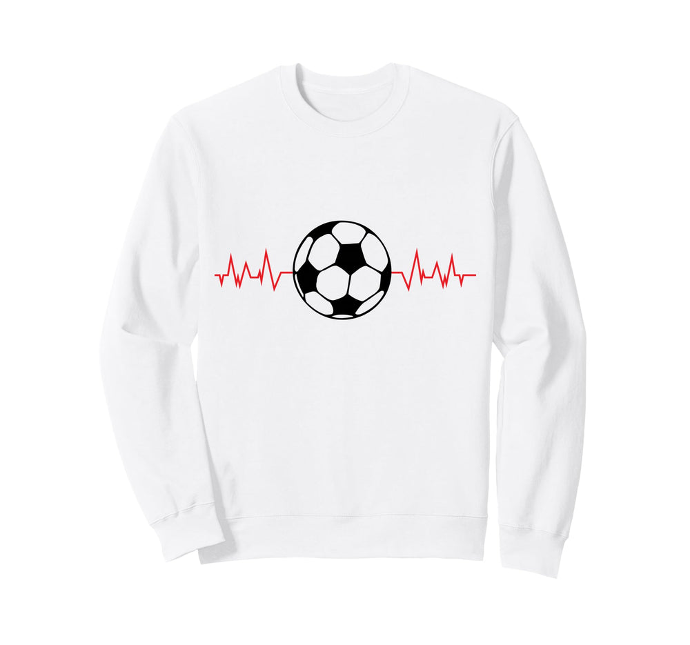 Soccer Ball Heartbeat Players Sweatshirt - Casual Everyday Wear for Adults