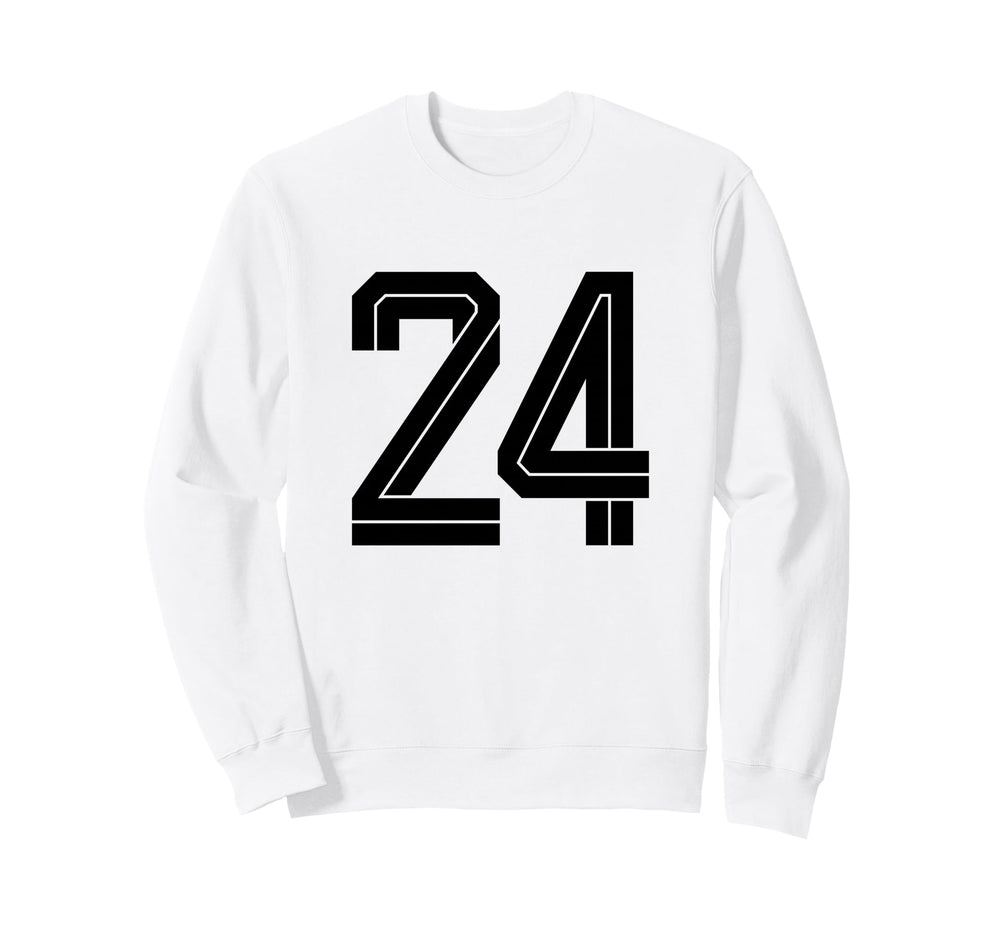24 White Number 24 Sports Fan Sweatshirt - Fun Novelty Design for Adults