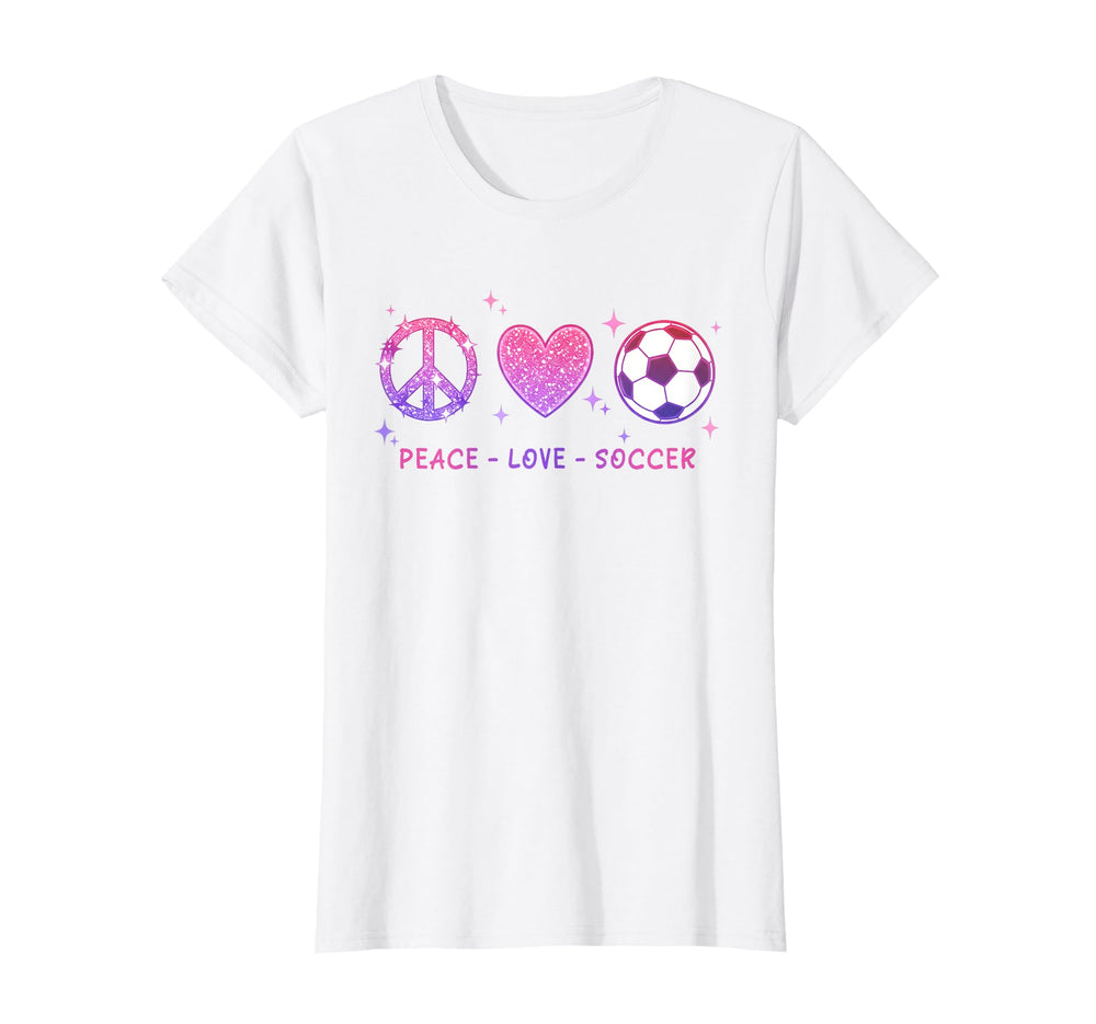 Peace Love Soccer Pastel Teen T-Shirt - Fun Novelty Design Men Women